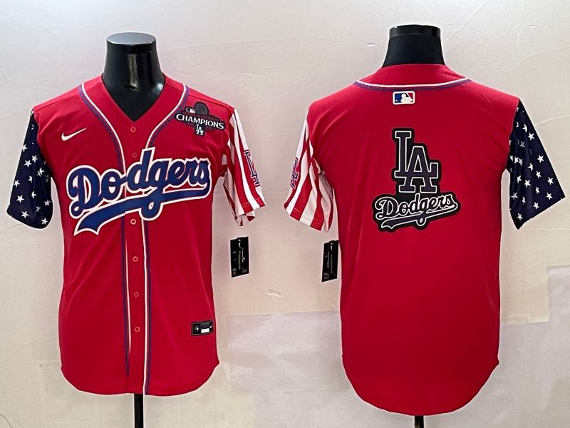 Men Los Angeles Dodgers Blank Red a generation of national flags Joint name 2025 Nike MLB Jersey style 28->los angeles dodgers->MLB Jersey